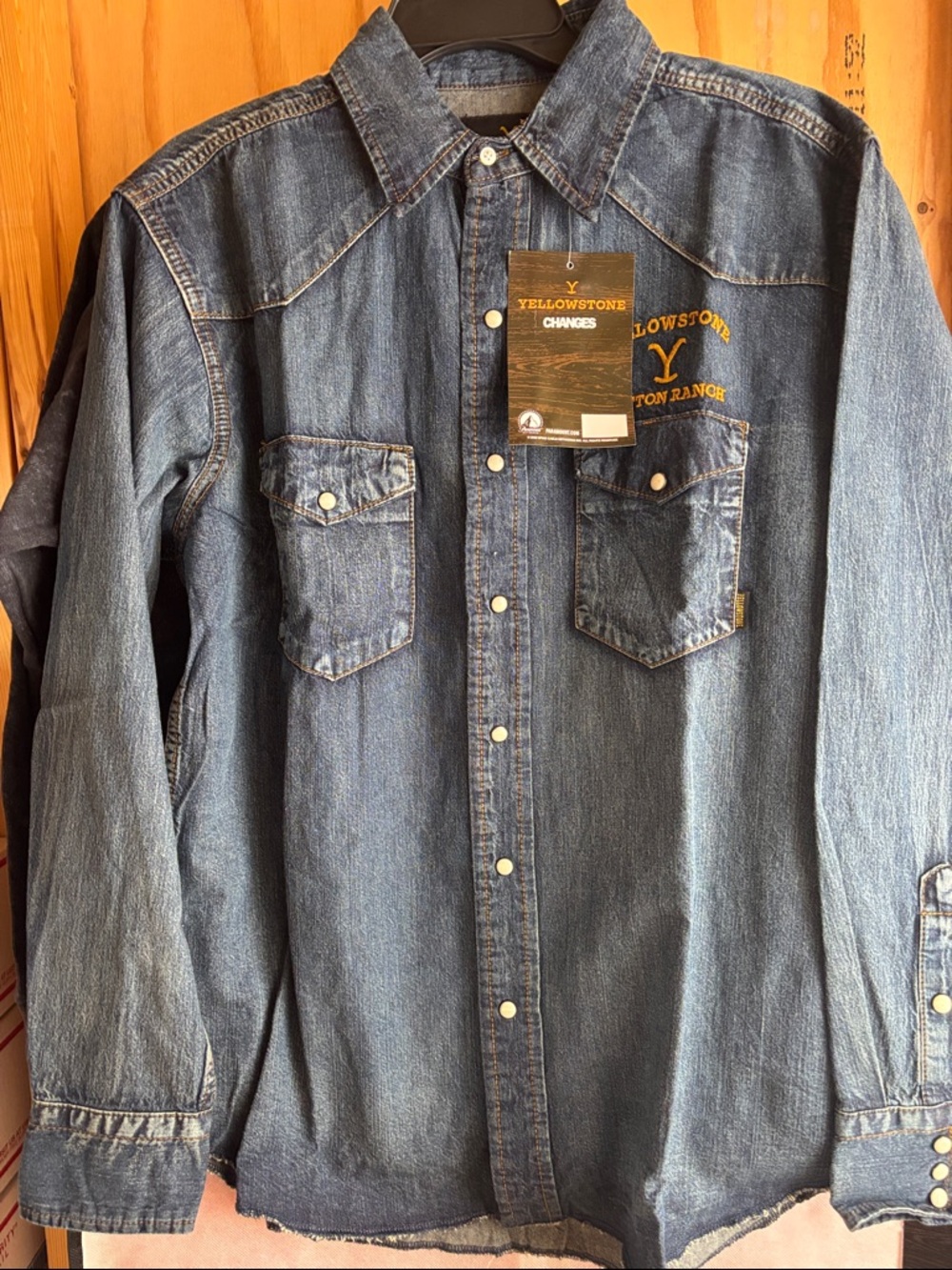 Yellowstone Denim Button-Down Shirt - Blue
